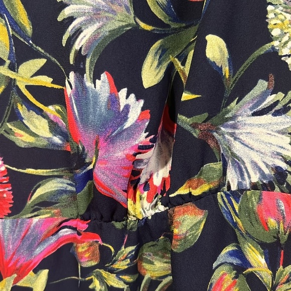 J. Crew Navy Floral print long sleeve chiffon dress size 2 - Picture 7 of 14